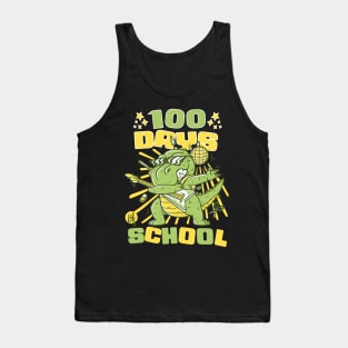 100 Days of school featuring a Rocking T-rex dino #1 Tank Top